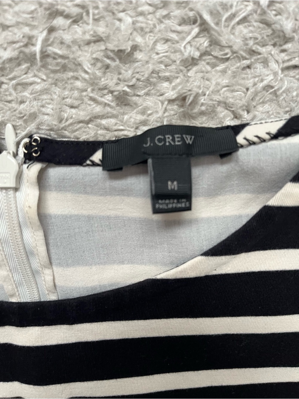 J Crew size Medium striped short sleeve Black & White Striped Cotton Dress - Picture 6 of 10